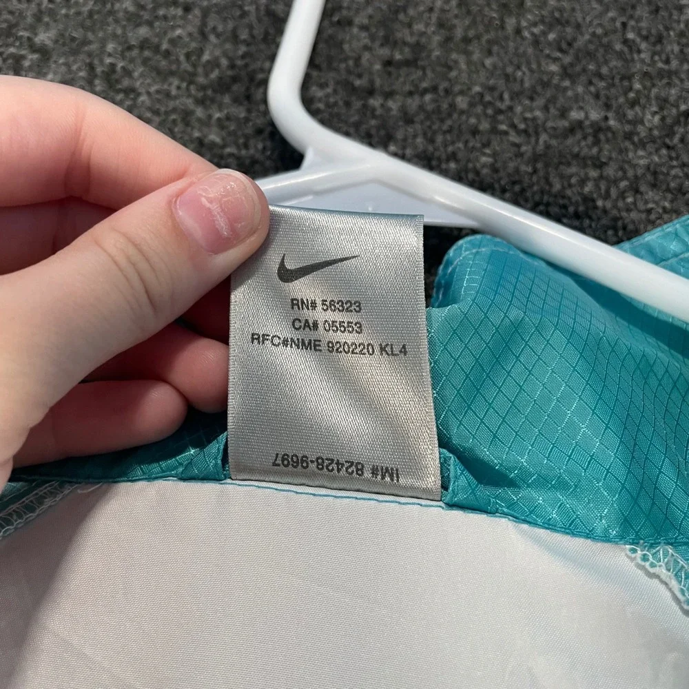Nike Windbreaker Jacket Women Medium White Turquoise Good Vintage Colorblock 90s
